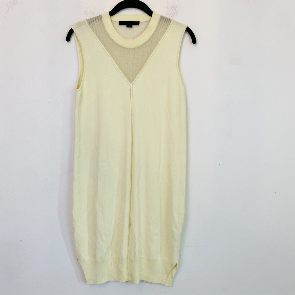 ALEXANDER WANG butter yellow mesh V-neck sleeveless sweater dress
